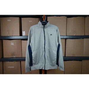 Russell Track Jacket M Grey Dri-power Zip-up #481